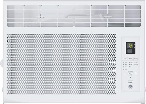 GE 5,000 BTU Digital Window Air Conditioner for Bedroom, Small AC Unit Cools Rooms up to 150 sq ft, Remote Control, Energy Saver Mode, 24Hr Timer, Easy Install Kit