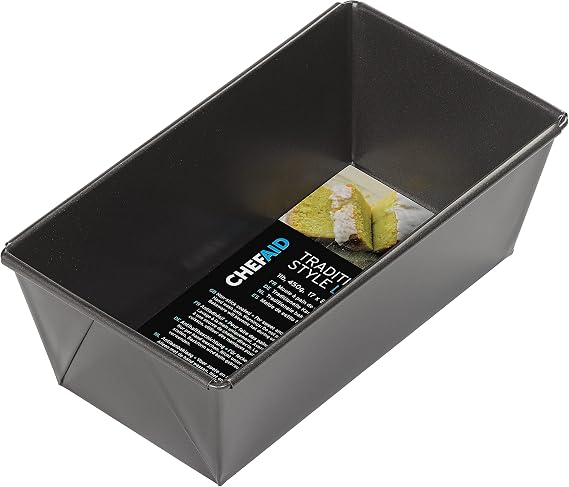 Chef Aid Non-Stick 2lb Loaf Tin, 900g Traditional Rectangular Bread pan Ideal for Bread, Loaves, Cakes.Handwash, Fridge and Freezer Safe.,Black, 21cm x 11.5cm x 7.5cm
