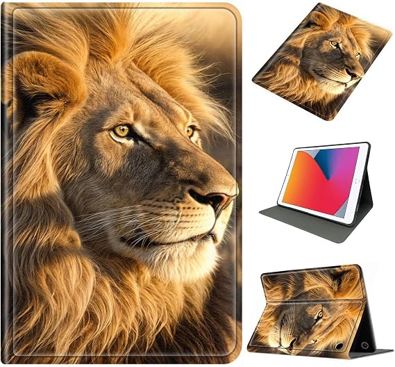 Compatible with Amazon Fire Max 11 11" 2023, Slim PU Leather Cover with Auto Wake/Sleep, Multi-Angle Stand, Shockproof Anti-Scratch Case for Fire Max 11 Tablet 2023, African Lion