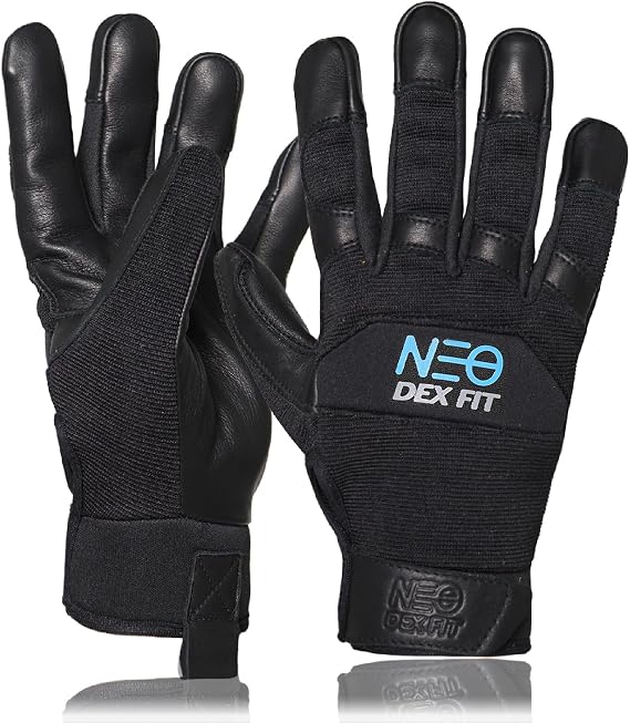 DEX FIT MG210 Lite Mechanic Work Gloves, Water-Resistant Cowhide Leather Palm, Lightweight 3D Fit, Breathable Utility Gloves for Auto Repair, DIY, Driving; Black/Black M 1 Pair