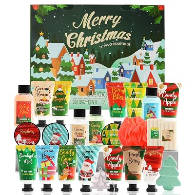 Advent Calendar 2025 Women Christmas Hand Cream Gifts Sets, 24 Days Skincare Advent Calendar for Teen Girls Xmas Countdown Calendar, 24pcs Spa Gift Set Bubble Bath, Shower Gel, Body Lotion Scrub etcs