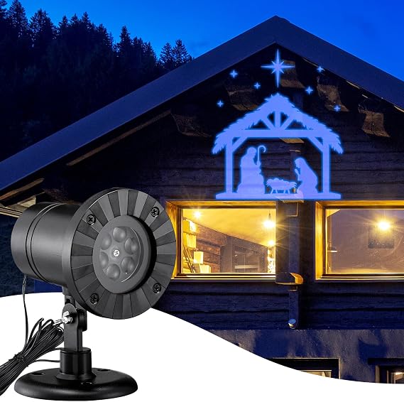 Rossesay Christmas Nativity Scene Outdoor Projector Christian Themed Holy Night Scene Vivid Holiday Projector Decorations for Garage Yard Garden Porch Door Wall Decor Party Gifts