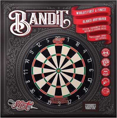 Shot Darts Official Competition Size, The Bandit Steel Tip Dartboard-Professional Bladed Bristle Board, Self Repair Sisal, Finest Bladed Dartboard 18 x 1 12