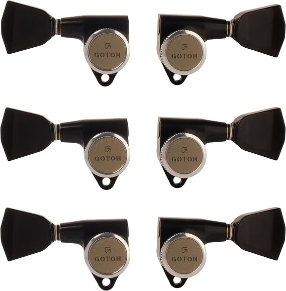 Gotoh Magnum Lock-Trad 3+3 Guitar Tuners with Keystone Knobs, Black