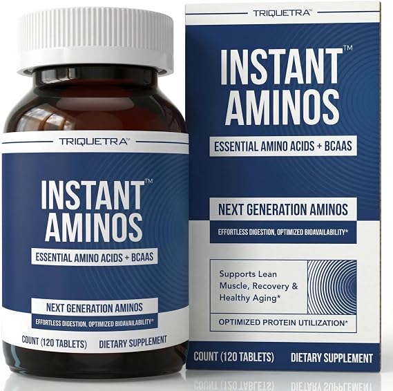 Instant Aminos Tablets - EAA+BCAA - 9 Essential Amino Acids Supplement - Rapid Absorption, No Digestion Required - Supports Lean Muscle, Recovery & Aging - 321% DIAAS Protein Score (1 month supply)