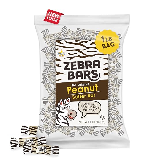 Atkinson's Peanut Butter Bars Crunchy Crispy Wrapped Candy, 1 lb Candy Bag
