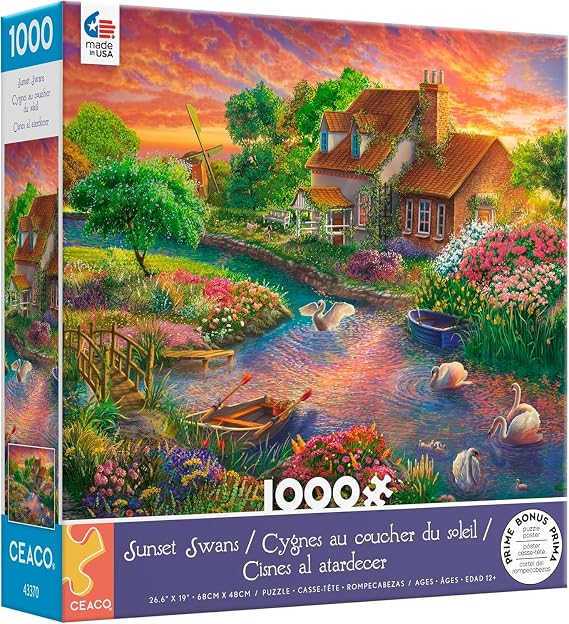 Ceaco - Sunset Swans - 1000 Piece Jigsaw Puzzle for Adults