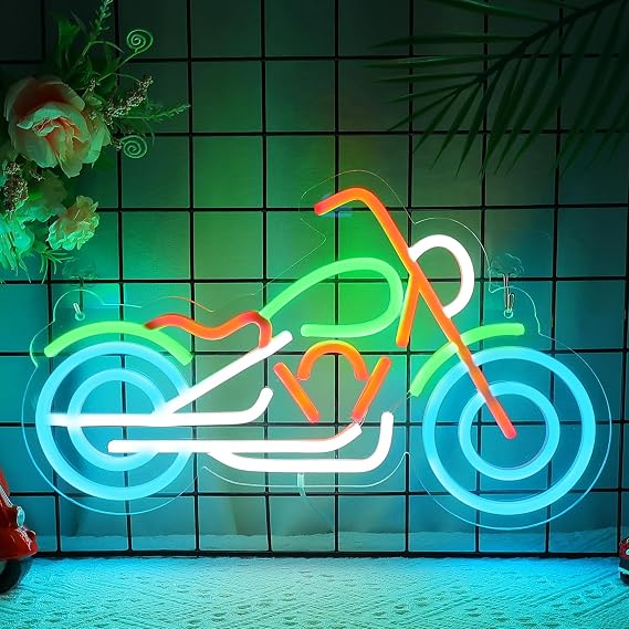 Anywin Motorbike Neon Signs, Motorcycle Night Light, Garage LED Signs with Dimmer for Wall Decor, Gifts for Men, Father, Harley Davidson Fans & Motorcycle Enthusiasts for Birthday, Father's Day, Xmas [Energy Class G]