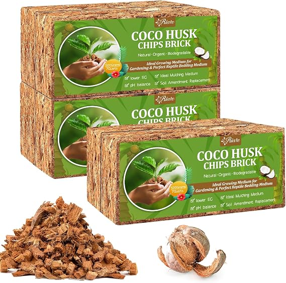 Riare 6 Pack Organic Coco Coir Chips for Plants, 6.6 lb Coconut Husk Bricks