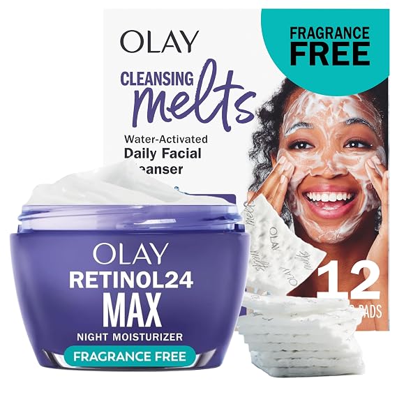 Olay Retinol Face Cleansing Melts + Olay Retinol 24 Max Moisturizer (1.7 oz)
