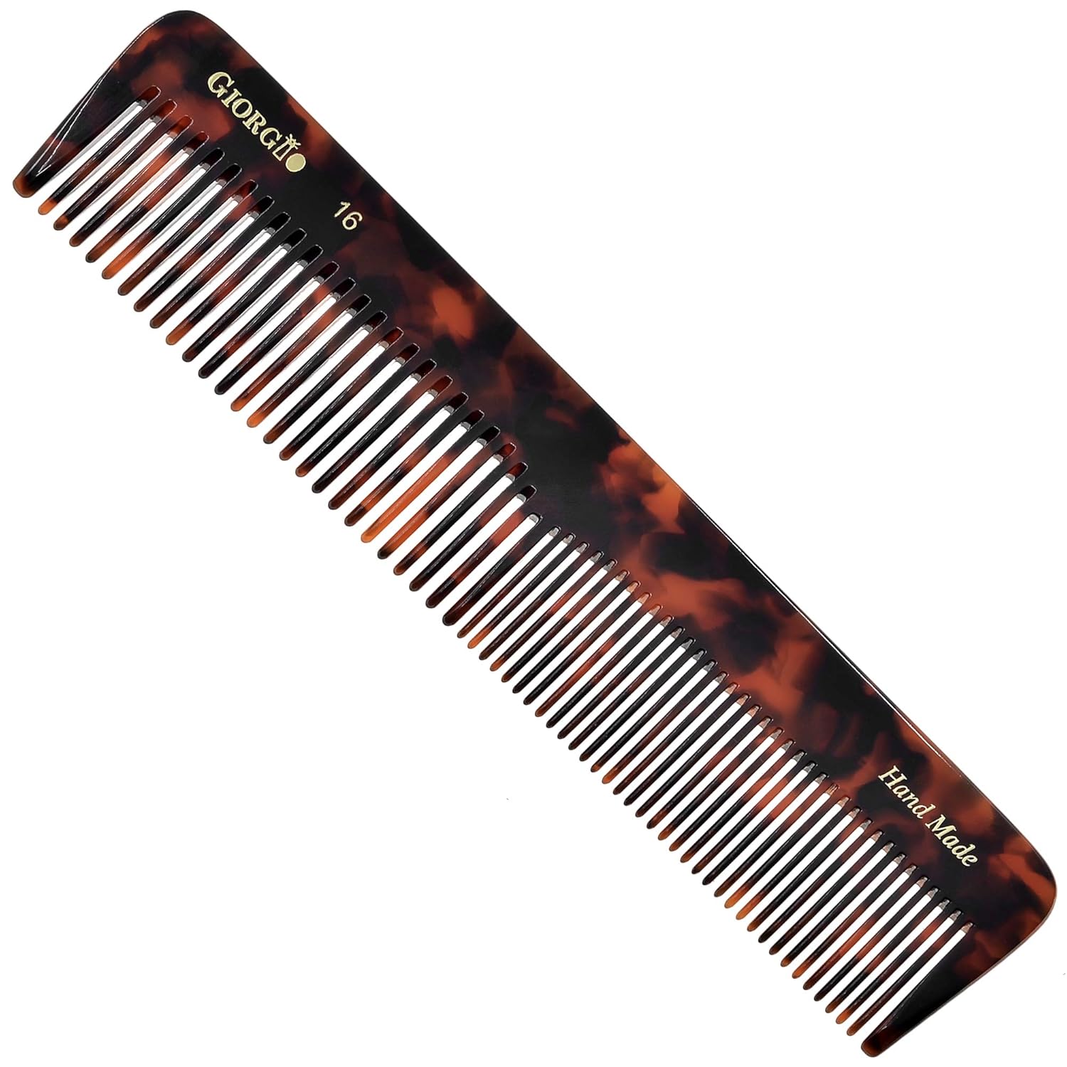 Giorgio G16 Fine Tooth and Wide Tooth Detangler Comb - Hair Comb for Men and for Women - Ideal as a Hair Styling Barber Comb and Detangler - Saw Cut and Handmade (Black Graphite)