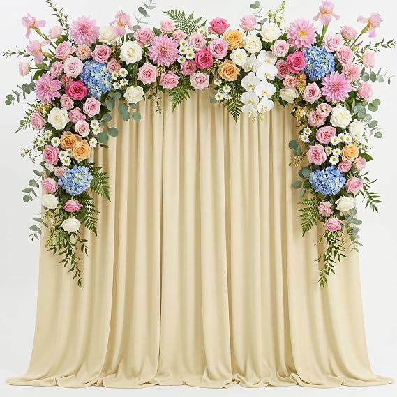 Wokceer Beige Backdrop Curtain for Wedding Parties Backdrop Drapes 10x8FT