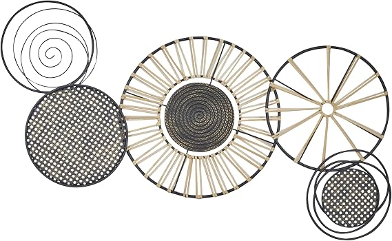 Deco 79 Metal Plate Home Wall Decor Wall Sculpture with Textured Pattern, Wall Art 47" x 2" x 21", Black