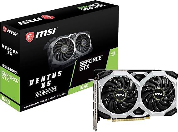 msi Gaming GeForce GTX 1660 192-Bit HDMI/DP 6GB GDRR5 HDCP Support DirectX 12 Dual Fan VR Ready OC Graphics Card (GTX 1660 Ventus XS 6G OC)
