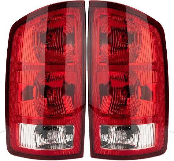 Pair Tail Light Fits 2002-2006 Dodge Ram 1500 2003-2006 Dodge Ram 2500 3500 | Pickup with Bulb Inside and Wiring Harness Driver and Passenger Side Rear Brake Lamps
