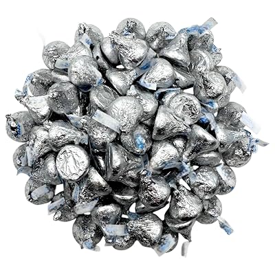 Kiss Bulk, Milk Chocolate -1.5 lbs Silver Foil Individually Wrapped Kiss for Halloween, Birthdays, Christmas, Easter Parties, Events, and Candy Buffets - Classic Kiss Milk Chocolate Flavor, Perfect for Sharing24 oz