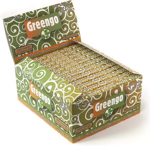 King Size Slim Unbleached Rolling Papers + Tips, 24 Booklets