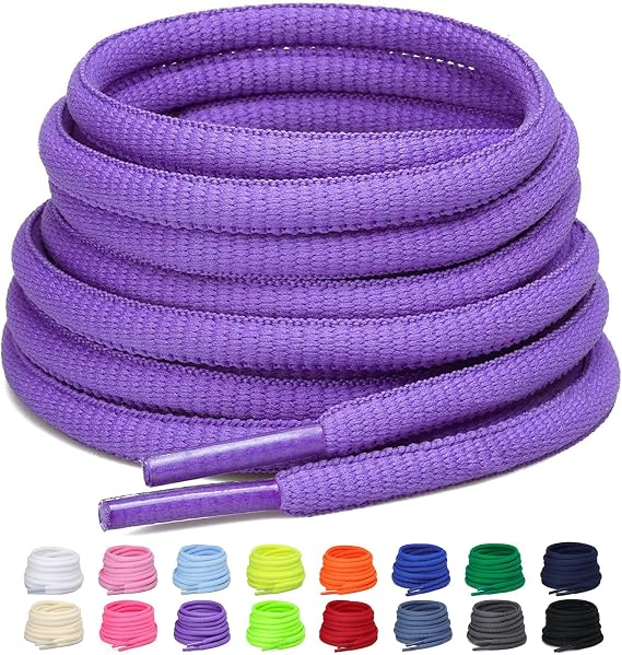 2 Pairs of Half Round Shoelaces 6 mm Oval Shoelaces for Trainers