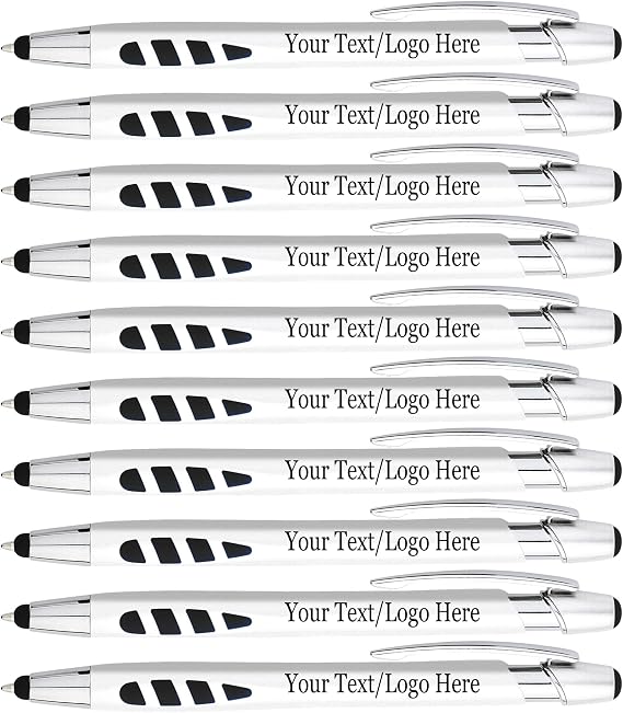 Personalized Stylus Pens With your Custom Logo or Text-300 Pack Bulk-for Businesses, Parties, and Events, 2 in 1 Capacitive Stylus & Ballpoint Pen compatible with most touchscreen Devices, Black