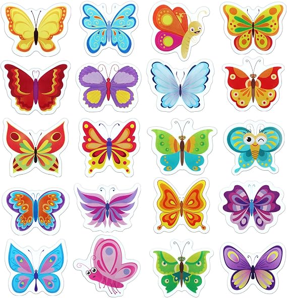 Boao 20 Pcs Summer Butterfly Thick Gel Clings Colorful Gel Window Clings