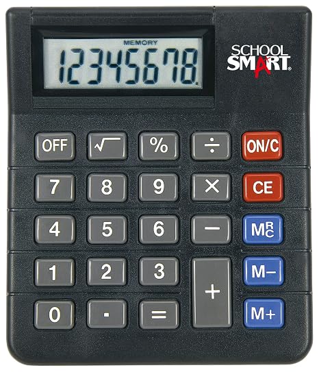 School Smart Large Display 8 Digit Calculator, Black