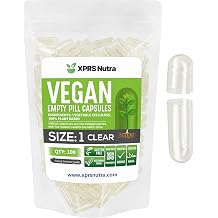 XPRS Nutra Size 1 Empty Capsules - 100 Count Clear Empty Vegan Capsules - Vegetarian Empty Pill Capsules- DIY Vegetable Capsule Filling- Veggie Pill Capsules Empty Caps