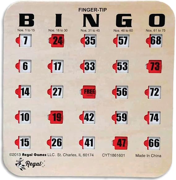 Regal Bingo Bulk Bingo Cards with Sliding Windows - Reusable Large Print Bingo Game Cards for Adults Large Group - 50 Pack, Woodgrain