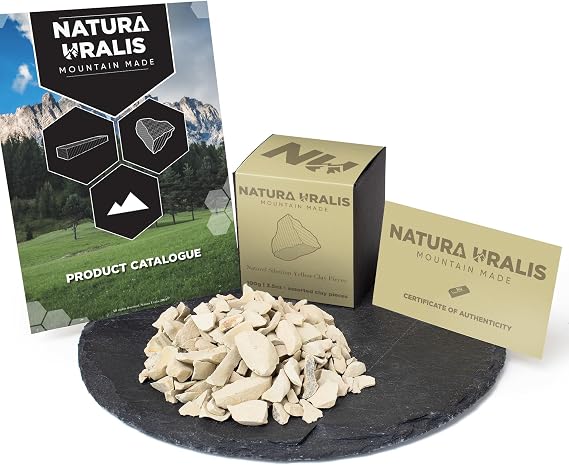 Natura Siberian Uralis Yellow Clay - Natural, Pastel to Golden Yellow - Amazing Crunch, Satisfying Earthy, Velvety and Firm Texture, ASMR Sensation (3.5 Ounces)