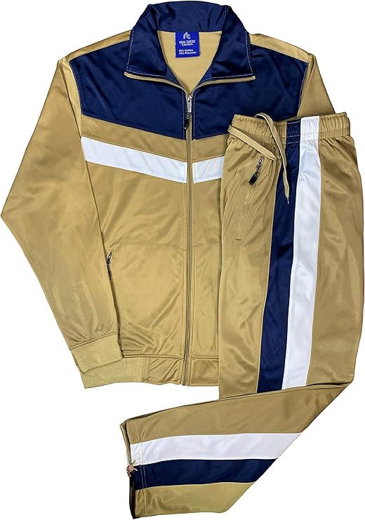 Royal Threads Men's Tracksuit Warm-Up 2-piece Retro Style Track Jacket & Pants Matching Set
