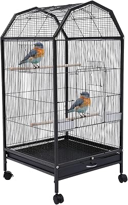 Parakeet Bird, Bird Cage with Stand Metal Pet Bird Flight Cages Large Finch Bird Cage for Budgies, Parakeets, Finches, Canaries, Lovebirds, Quaker Parrots, Cockatiels, Conures