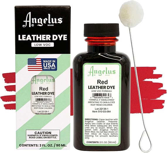 Red Angelas Low VOC Leather Dye, 3.1 fl oz 90 ml