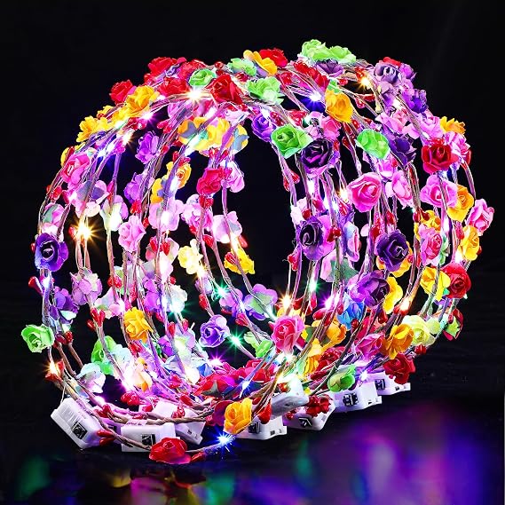 Cosweet 20 Pcs LED Light Up Flower Crown Headbands for Women
