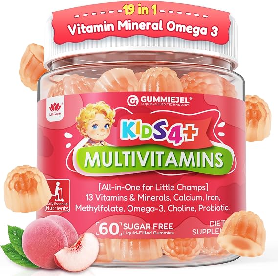 Kids Multivitamin Gummies + Omega 3 (DHA/EPA) for Overall Wellness, 60 Cts
