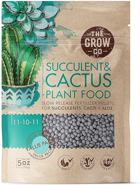 Cactus & Succulent Indoor Plant Fertilizer, Long Lasting Formula, 5oz | The Grow Co Slow-Release Granules, Gentle, Low NPK Ratio, Ready to Use for All Potted Succulents, Cacti & Aloe Vera Plants