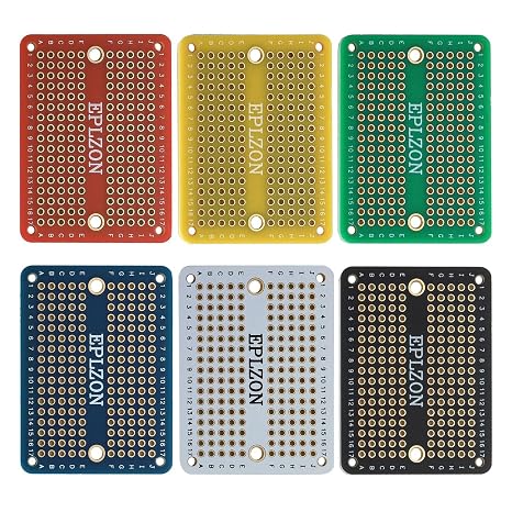 Prototype Board Lötbares Breadboard Doppelseitig Leiterplatte PCB Circuit Board zum Schweißen vonDIY elektronische ArtikelMehrfarbig(Packung mit 6 Stück)