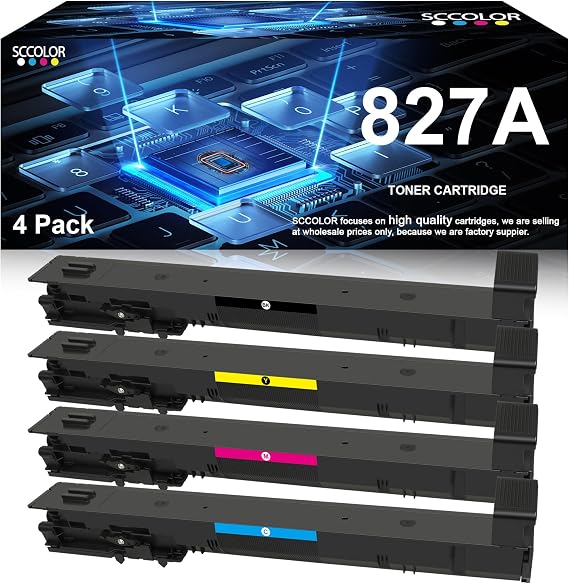 Remanufactured M880 827A Toner Cartridge High Yield 4-Pack | CF301A CF303A CF302A CF300A Replacement for Color Flow MFP M880 M880z M880z+ NFC Series Printer