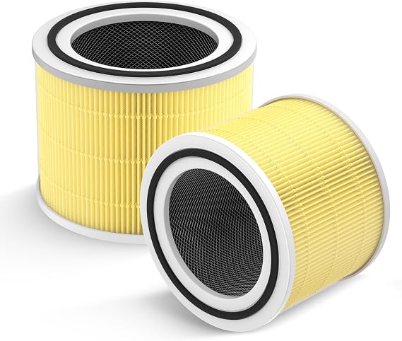 2Pcs Ouheal Replacement Filter for Core 300 Air Purifier LEVO-IT Core300-P Core 300S Core300S-P Yellow