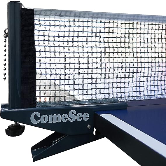 ee Ping Pong Net Set Table Tennis Table Post Professional Spring Activated Clamp with Net Clip Insert, 1.2 Inch Width Grip Holder, Tension and Height Adjustable Easy Set Up (Navy)