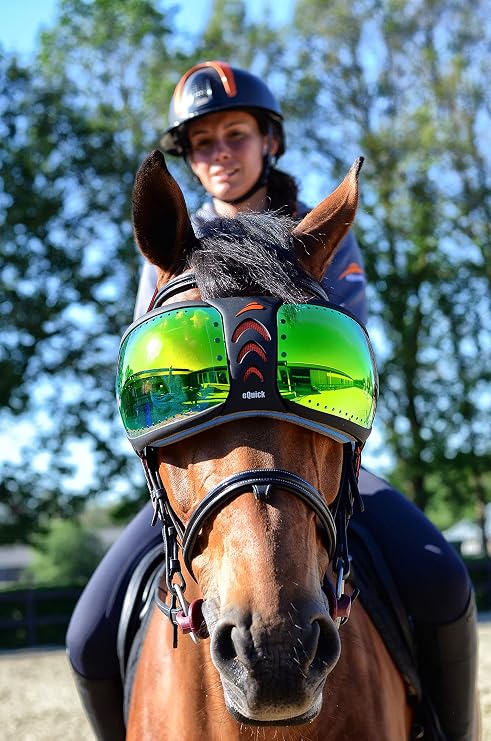 EQUICK eVysor UV Protection Horse Riding Goggles it - Mirrored Green UV Lenses