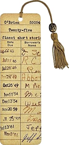 Vintage Library Card Beaded Bookmark