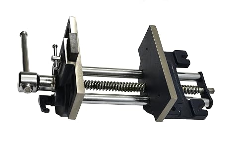 Groz 7-Inch Quick-Release Woodworking Vise, Trigger-Action Front Jaw, Adjustable Front Dog, Toe-In Jaws, Buttress-Thread Screw, Cast Iron, 8-Inch Opening, Bench-Mount (39007)