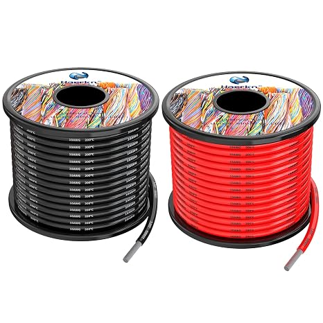 Haerkn 10awg 5.3mm² Silicone Electrical wire Cable 2 Colors 26ft each Spool