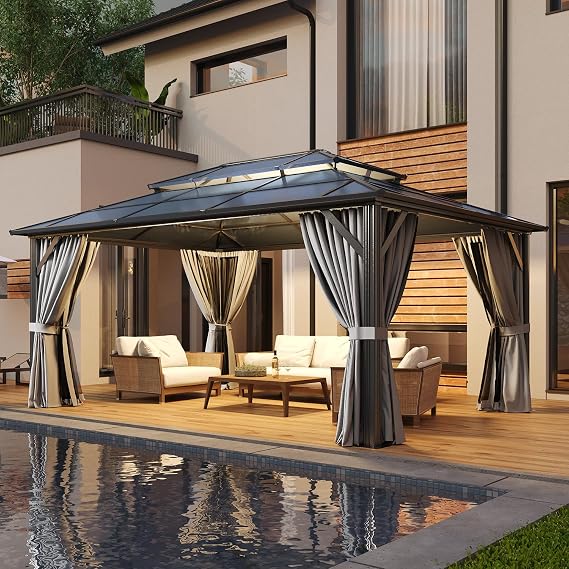 16 Ft. W X 12 Ft. D Metal Patio Gazebo