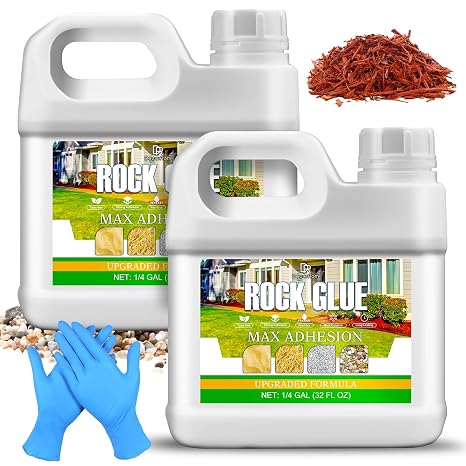 Rock Glue for Landscape, Mulch & Gravel Binder, Stones, Bark, Clear-Drying