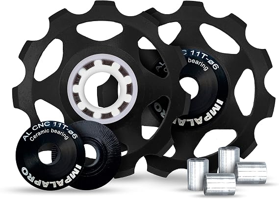 Impalapro Bike Set of 2 11T Jockey Wheel - Pulley Wheel for Derailleurs for Bikes Ultralight and Durable with Ceramic Bearing for MTB or Road Bike - Derailleur Pulley - Shimano Derailleur