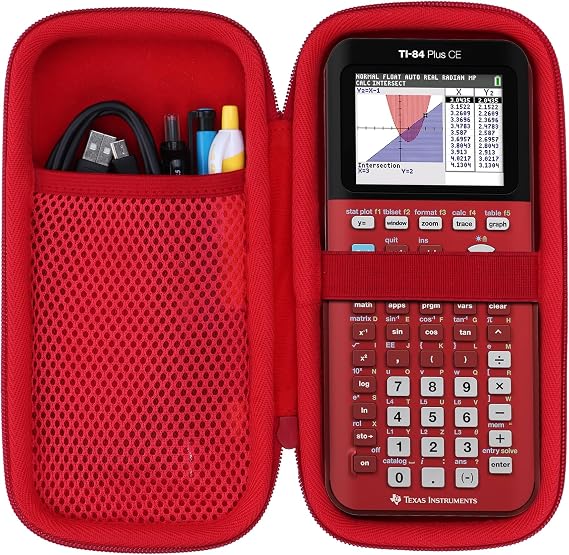 Lebakort Hard Case Compatible with Texas Instruments TI-84 Plus CE/TI-84 Plus/TI-84 Evo/TI-Nspire CX II CAS/TI-Nspire CX II/TI-83 Plus/TI-89/TI-85/TI-86 Color Graphing Calculator (Radical Red)