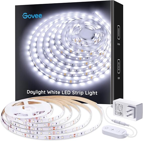 Govee Cool White LED Strip Lights 16.4ft with Control Box, 6500K, Dimmable