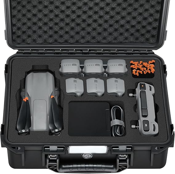 Hard Case for DJI Air 3S/Air 3 - Waterproof Carrying Cases, Portable Storage Bag Fits for DJI Fly More Combo, RC 2/RC-N2/RC-N3 Controller, Batteries, Charger, Cables, Accessories (Only Black Case) | Portable Storage for DJI Air 3s Fly More Combo, RC 2/RC-N2/RC-N3 Controller Batteries Charger Cables Accessories (Case Only)