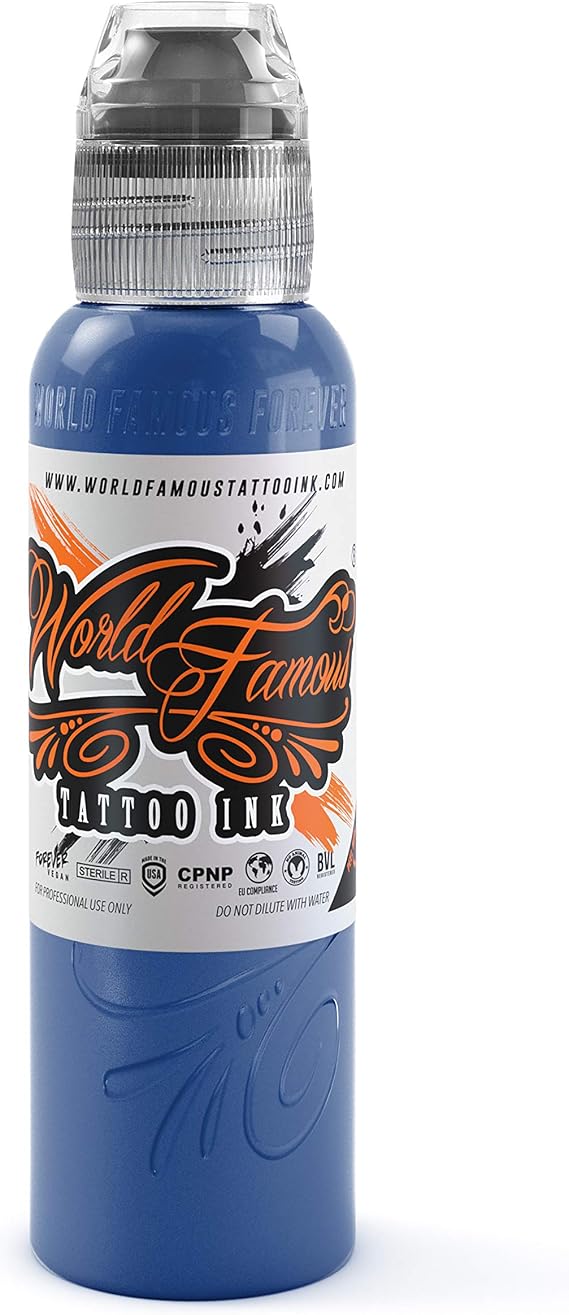 World Famous Blue Tattoo Ink, Vegan and Professional Ink, Made in USA, Navy Seals Dark Blue, .5 oz