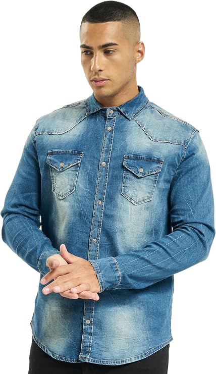 Brandit Men's Riley Denim Shirt Gray Denim